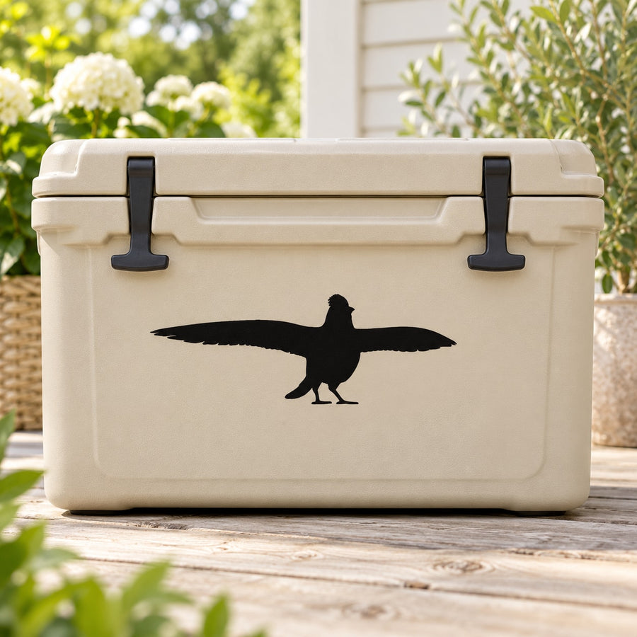 Black bird landing silhouette vinyl decal