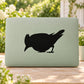 Pecking cardinal bird decal with black bird silhouette on light background