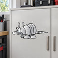 Cartoon armadillo wall sticker set on white cabinet door