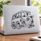 Black line-art VW wagon van decal sticker