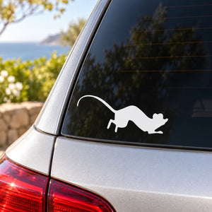 Black mouse running decal on car rear window