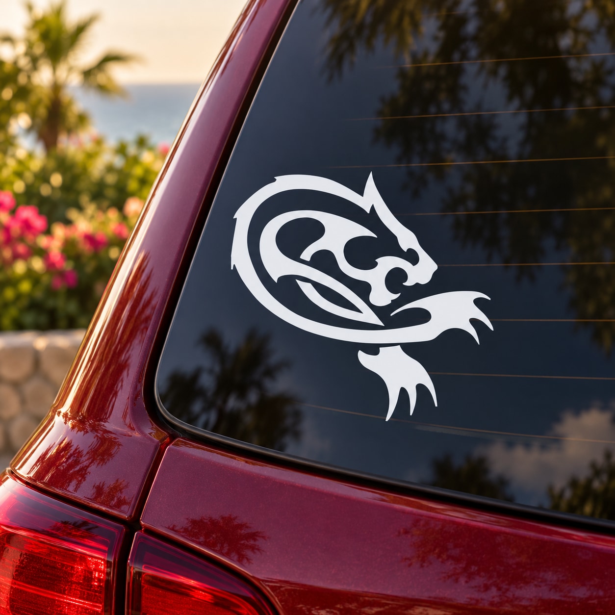 White attacking panther decal sticker for car window