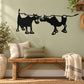 Cow couple wall decal with two black silhouette cattle facing each other