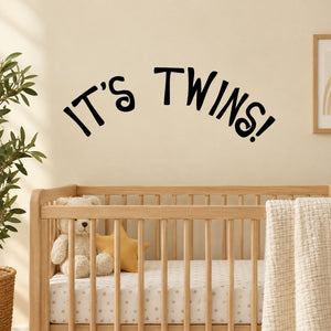Wall decal: 'It's Twins!' lettering in black