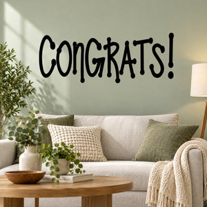Congrats! wall quote decal with hand-lettered style lettering