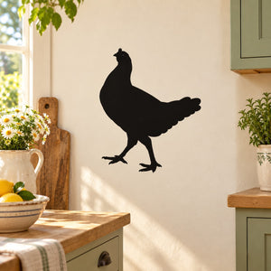 Black strolling chicken wall decal silhouette