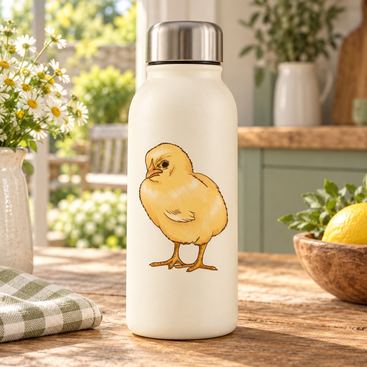 Baby chick sticker with a yellow cartoon chick illustration