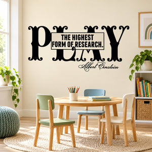 Einstein quote wall decal: 'THE HIGHEST FORM OF RESEARCH' with signature
