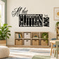 Black winter quote wall decal with 'SNOW' and icicle-style letters