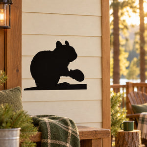 Chipmunk wall decal, black silhouette sitting on small platform