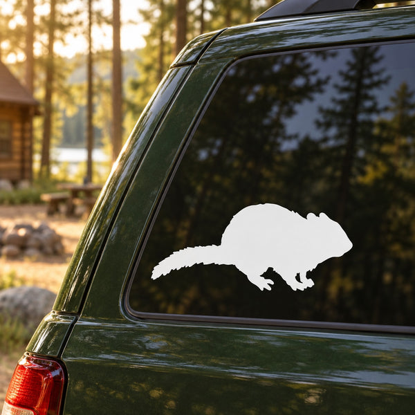White chipmunk silhouette decal for car window