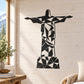 Black geometric Christ the Redeemer wall decal with open arms