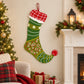 Elf stocking printed die-cut wall decal with red, green and white trim