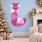 Purple origami-style letter J stocking decal with geometric folds