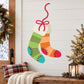 Colorful Christmas stocking decal set, two hanging socks