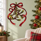Red mistletoe decal with ribbon bow and green yellow leaves and berries