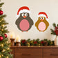 Christmas penguin stickers with red Santa hats, two smiling birds