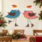 Set of two Christmas ice skating bird wall stickers, blue and red birds with skates.