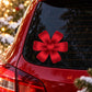 Red Christmas bow ribbon sticker on car rear window