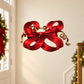 Red curly ribbon bow wall sticker with gold curls