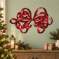 Red Christmas bow interlocking ribbon sticker