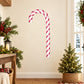 Candy cane wall sticker with red-and-white striped curved hook