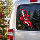 Holiday candy cane sticker with red bow and striped candy cane design on window