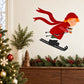 Boy skiing red and orange die-cut decal with motion flames