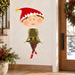 Elf curtsey sticker showing a smiling elf in green dress and red shoes