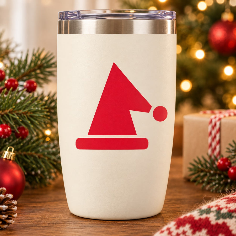 Santa hat Christmas wall decal with a red hat icon on a light background
