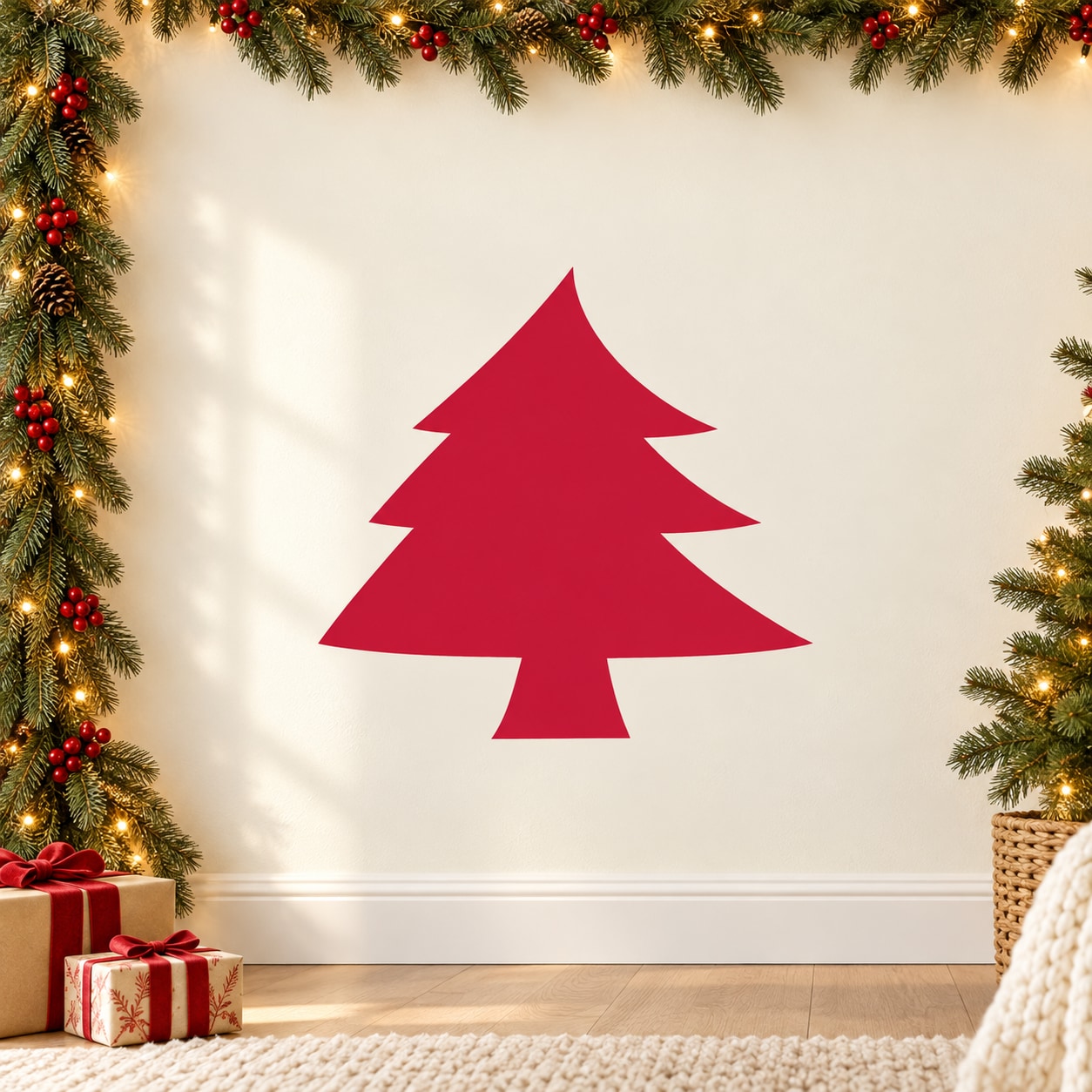 Red pointy Christmas tree vinyl decal