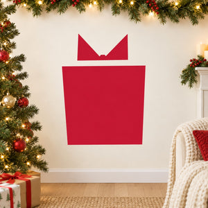 Red geometric Christmas gift vinyl decal with bow