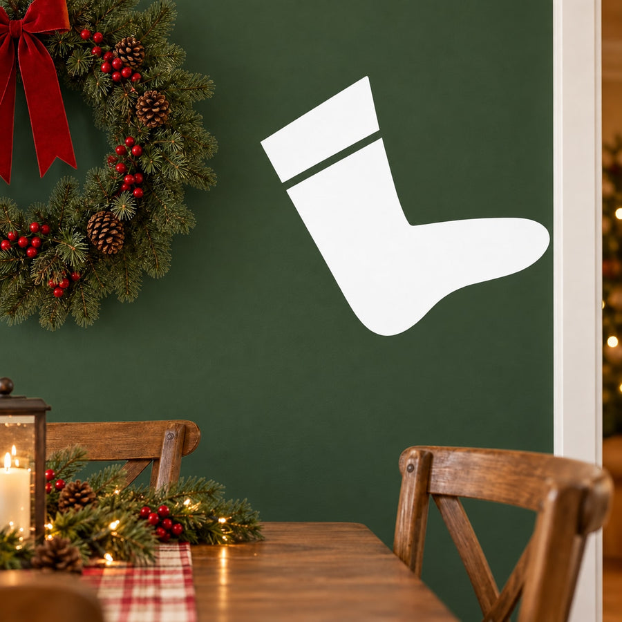 Christmas white vinyl stocking decal