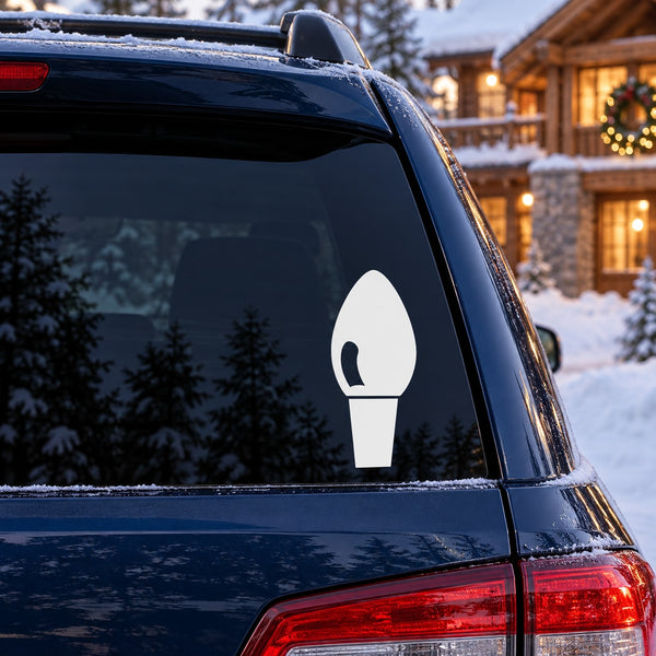 Christmas light decal with white bulb icon on car window