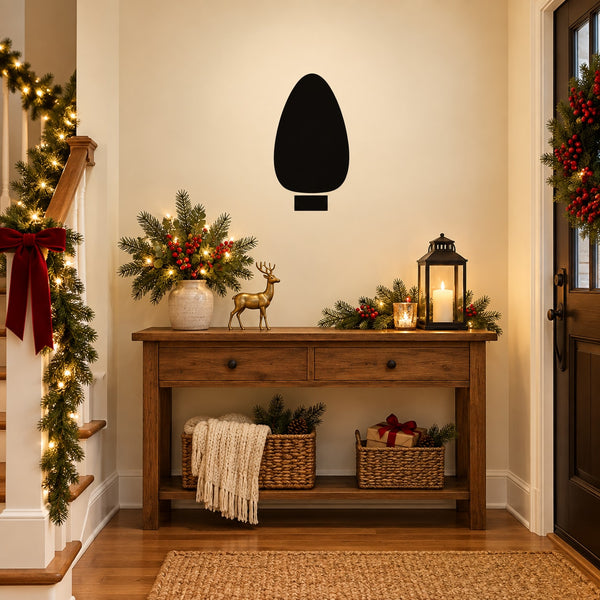 Mini incandescent Christmas light bulb wall decal with black bulb silhouette