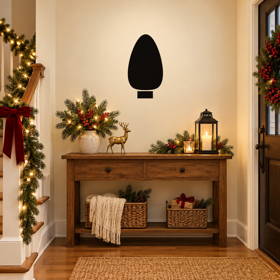 Mini incandescent Christmas light bulb wall decal with black bulb silhouette