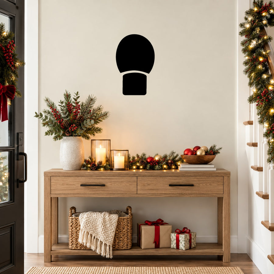 Christmas globe light decal with black bulb and small base silhouette on wall