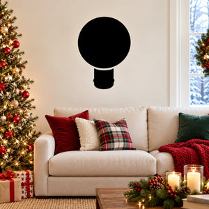 LED globe Christmas light decal with a black bulb silhouette on a wall