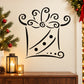 Christmas gift decal with black abstract boot outline and swirl details