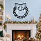 Braided wreath with bow wall decal, black outline design