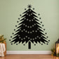 Sparkly Christmas tree decal with black tree silhouette and white snowflake glitter