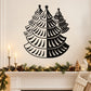 Stylized Christmas tree wall decoration with layered black tree silhouette and stars