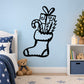 Christmas stocking wall decal with black presents illustration