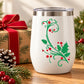 Holly and mistletoe printed decal with green vine, red berries, and leaves