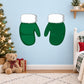 Christmas forest mitten sticker set: two green mittens with white cuffs