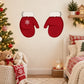 Christmas mittens sticker set with two red mitten shapes and a white snowflake design