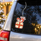 Hanging gift present ornament decal, die-cut with red ribbon and bow