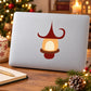 Christmas lamp sticker with red and orange hanging lamp illustration