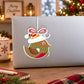 Christmas bird ornament sticker with curled ribbon bow and scarf illustration