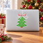 Christmas tree vinyl decal sticker with green tree and red ribbon bow